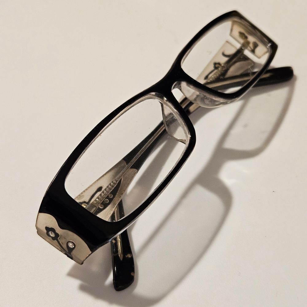 Vintage Black And Rhinestone Rectangular Glasses - image 8